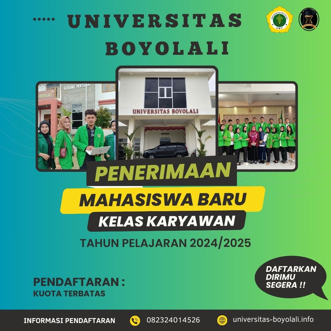 Pendaftaran Mahasiswa Baru Kelas Karyawan Universitas Boyolali Gelombang Akhir 2024