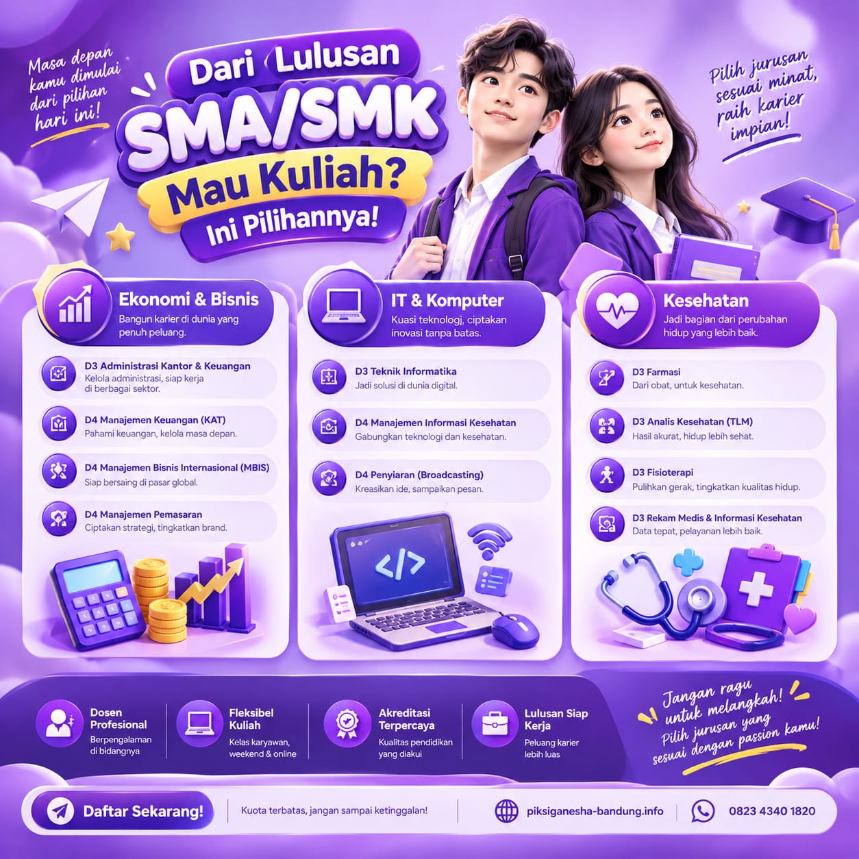 Pilihan Jurusan Kuliah untuk Lulusan SMA dan SMK di Politeknik Piksi Ganesha Bandung