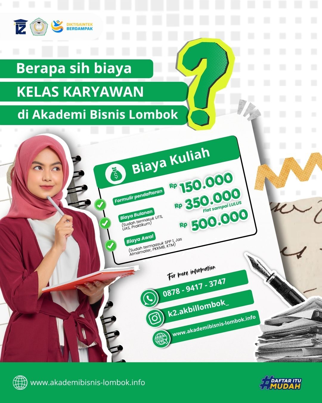 Biaya Pendaftaran Akademi Bisnis Lombok 2026