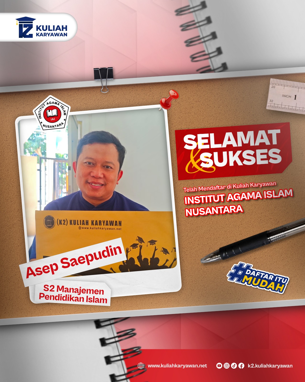 Pendaftaran S2 Manajemen Pendidikan Islam IAI Nusantara Bekasi