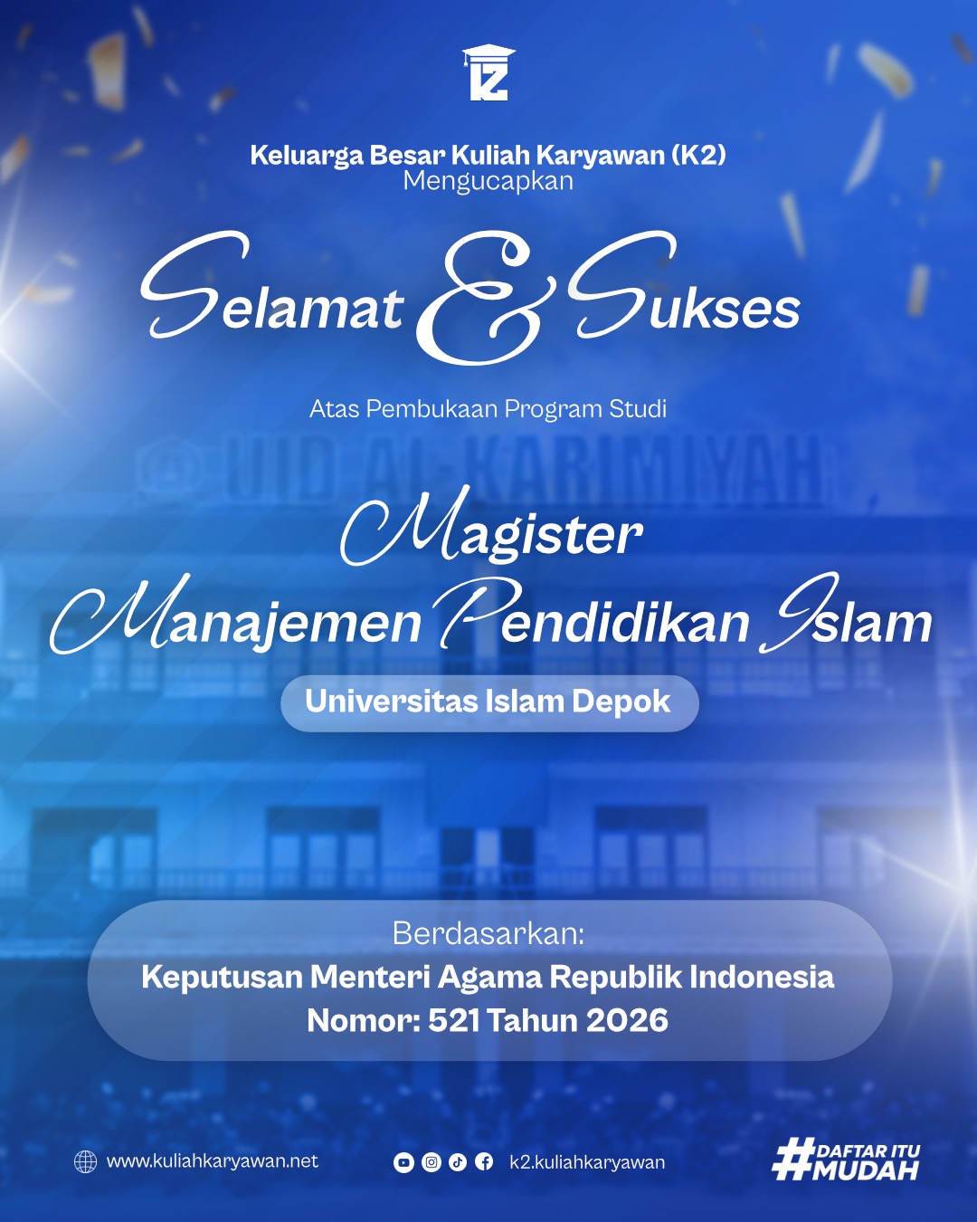Telah Dibuka Magister Manajemen Pendidikan Islam di Univ Islam Depok