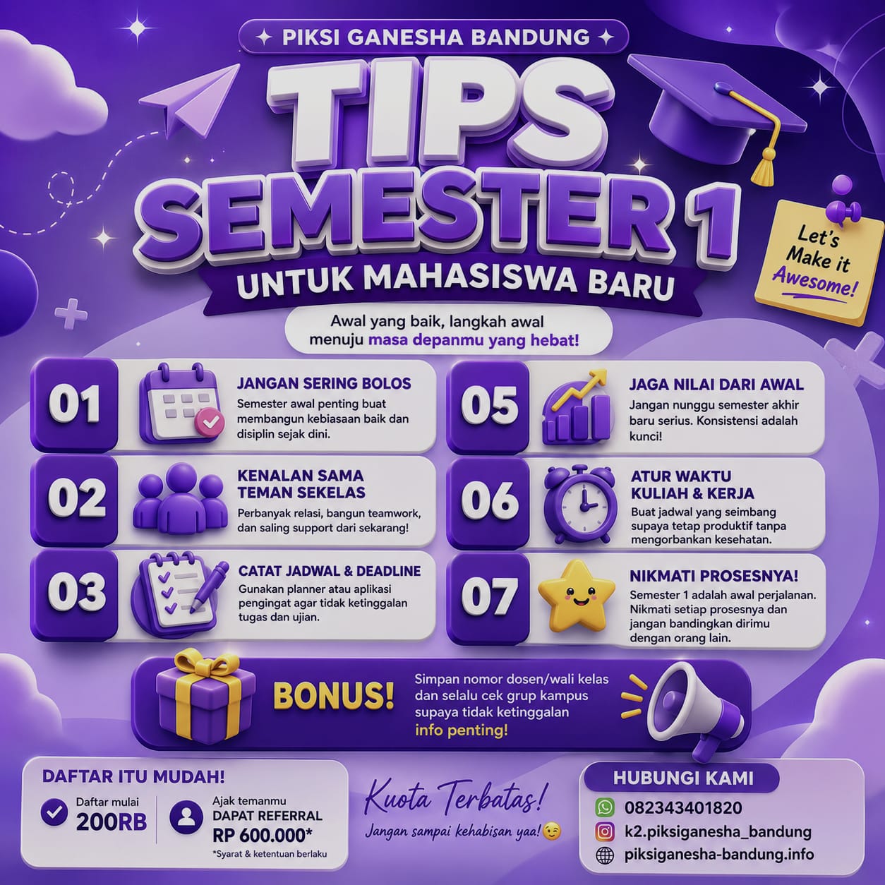 Tips Semester Pertama Ala Politeknik Piksi Ganesha Bandung