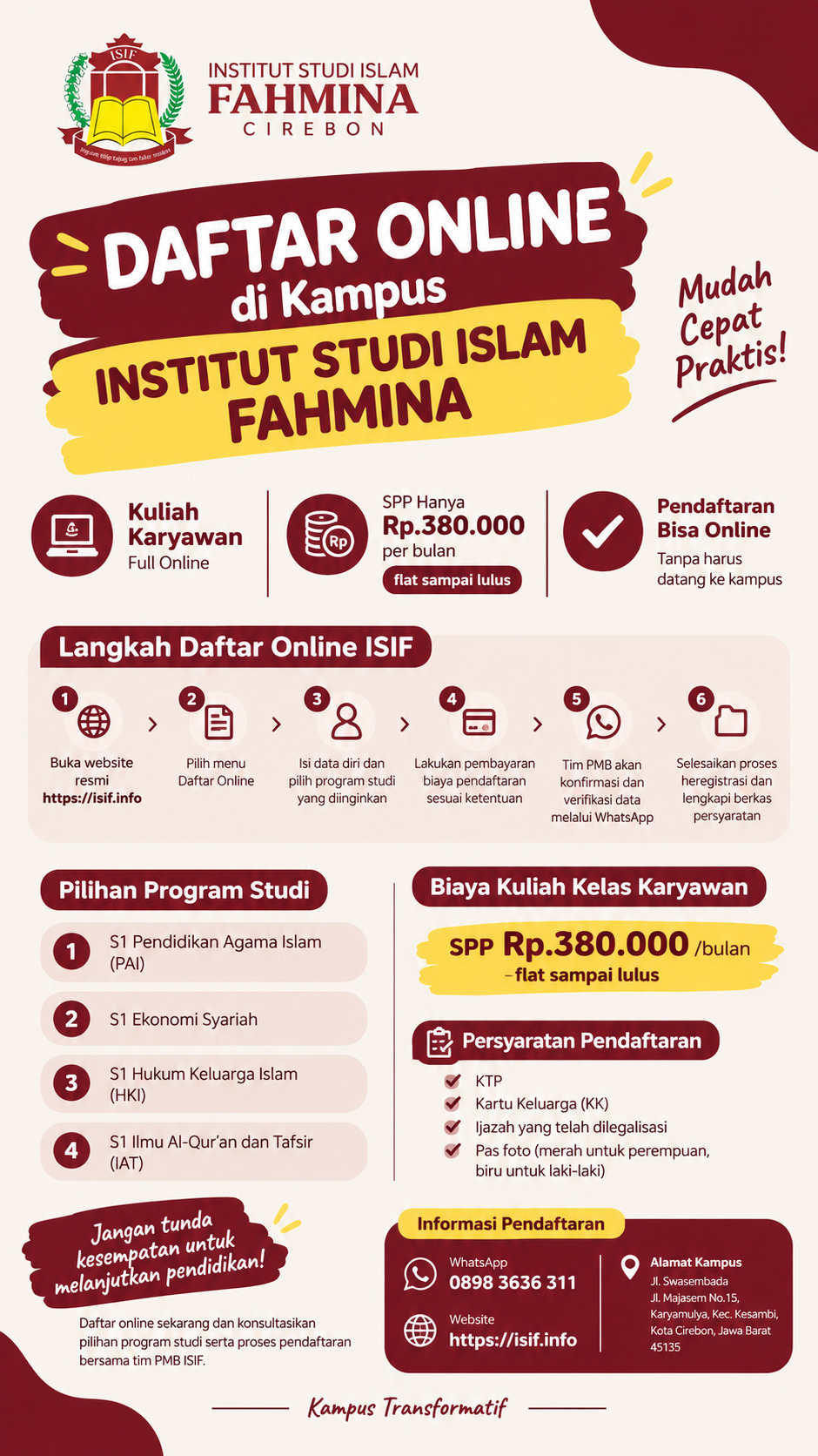 Daftar online di Institut Studi Islam Fahmina