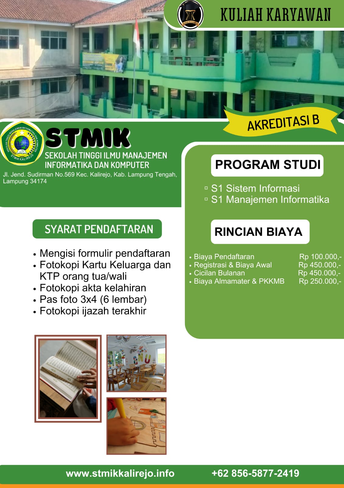 Program Kuliah Kampus STMIK Kalirejo Kelas Karyawan