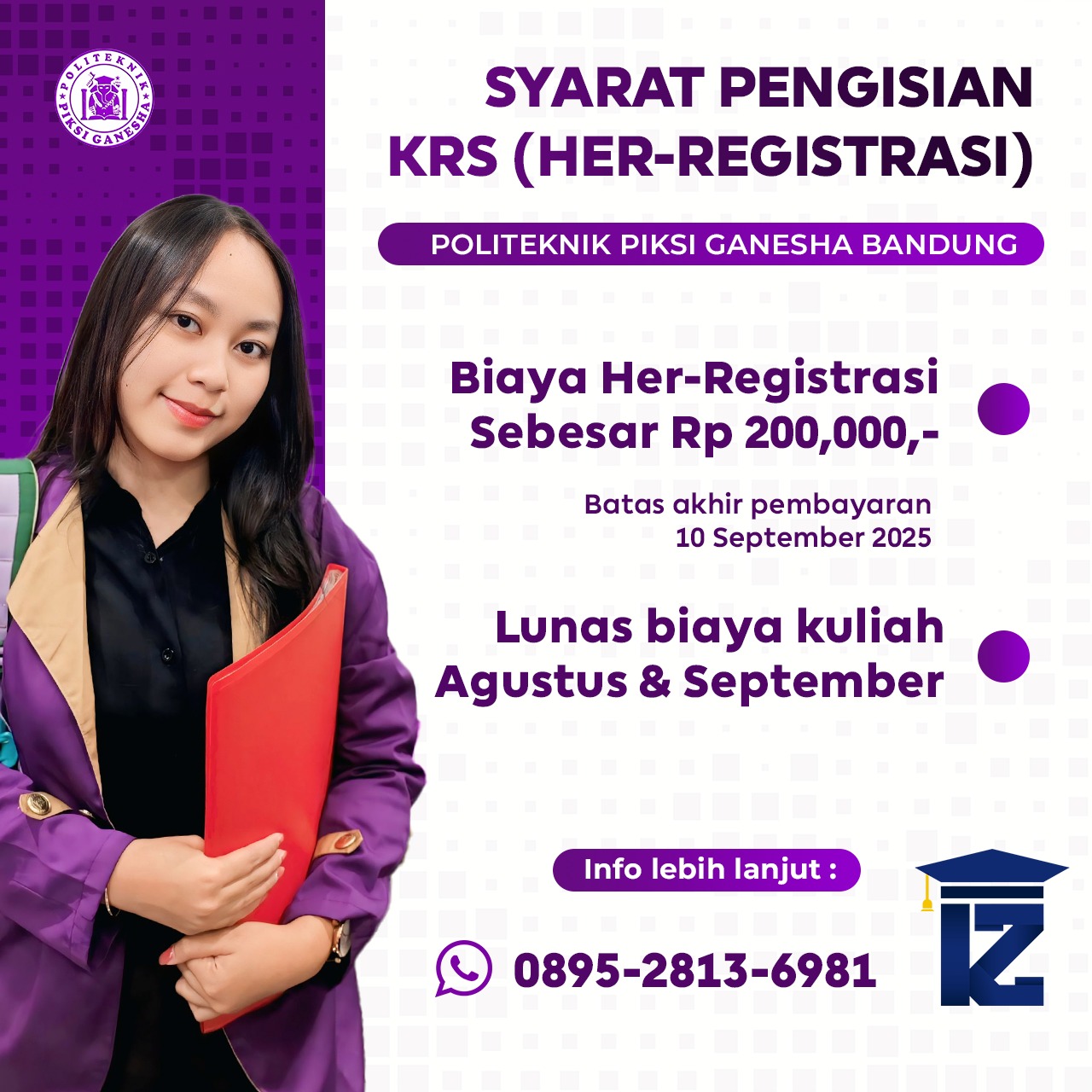 Reminder Pembayaran KRS Politeknik Piksi Ganesha Bandung