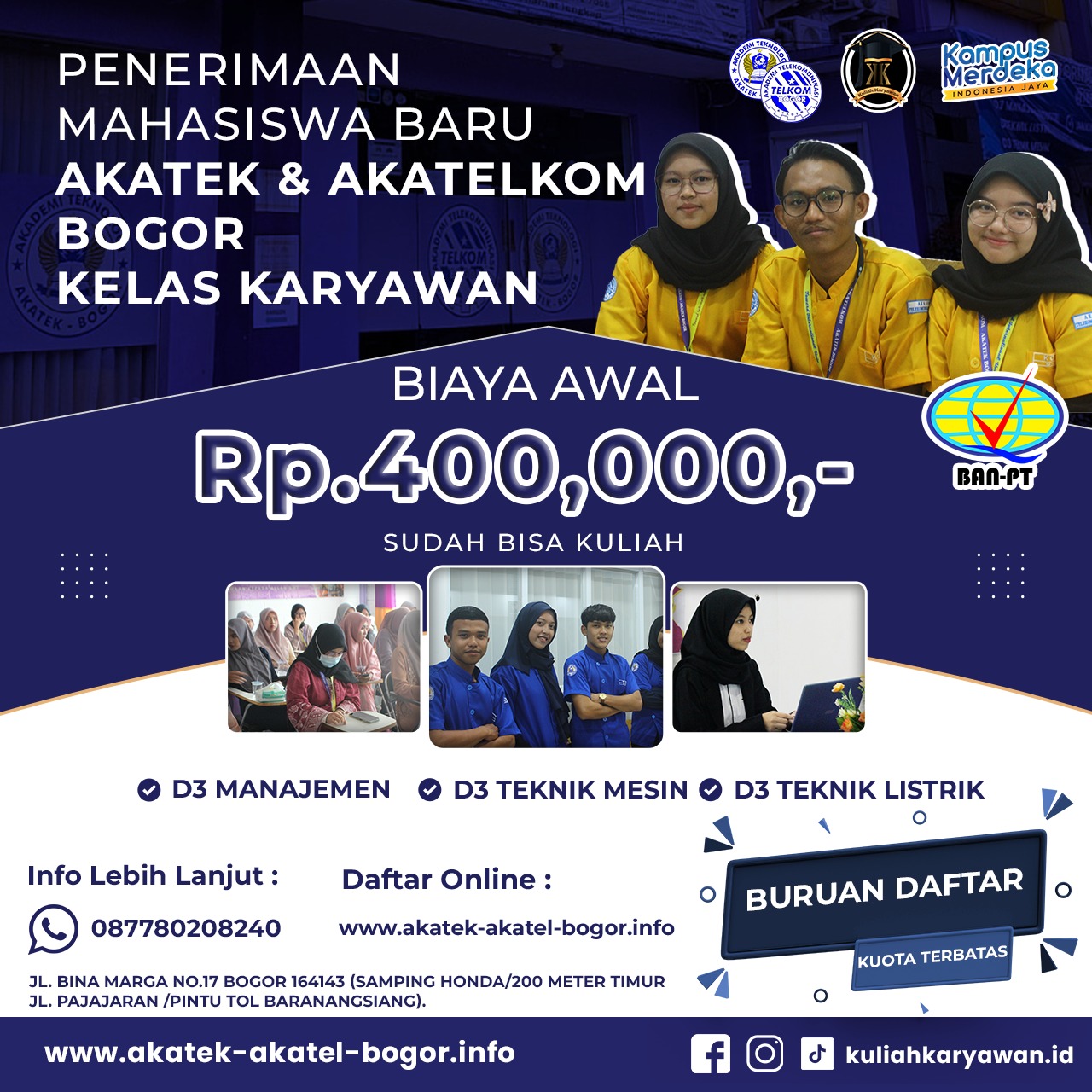 Kampus Kelas Pekerja Di Akademi Teknik Dan Akademi Telekomunikasi Bogor