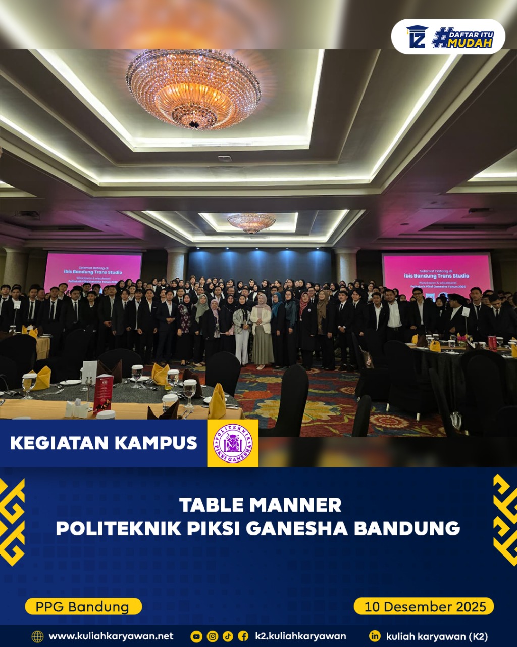 Table Manner Politeknik Piksi Ganesha Bandung Kegiatan Kampus PPG Bandung