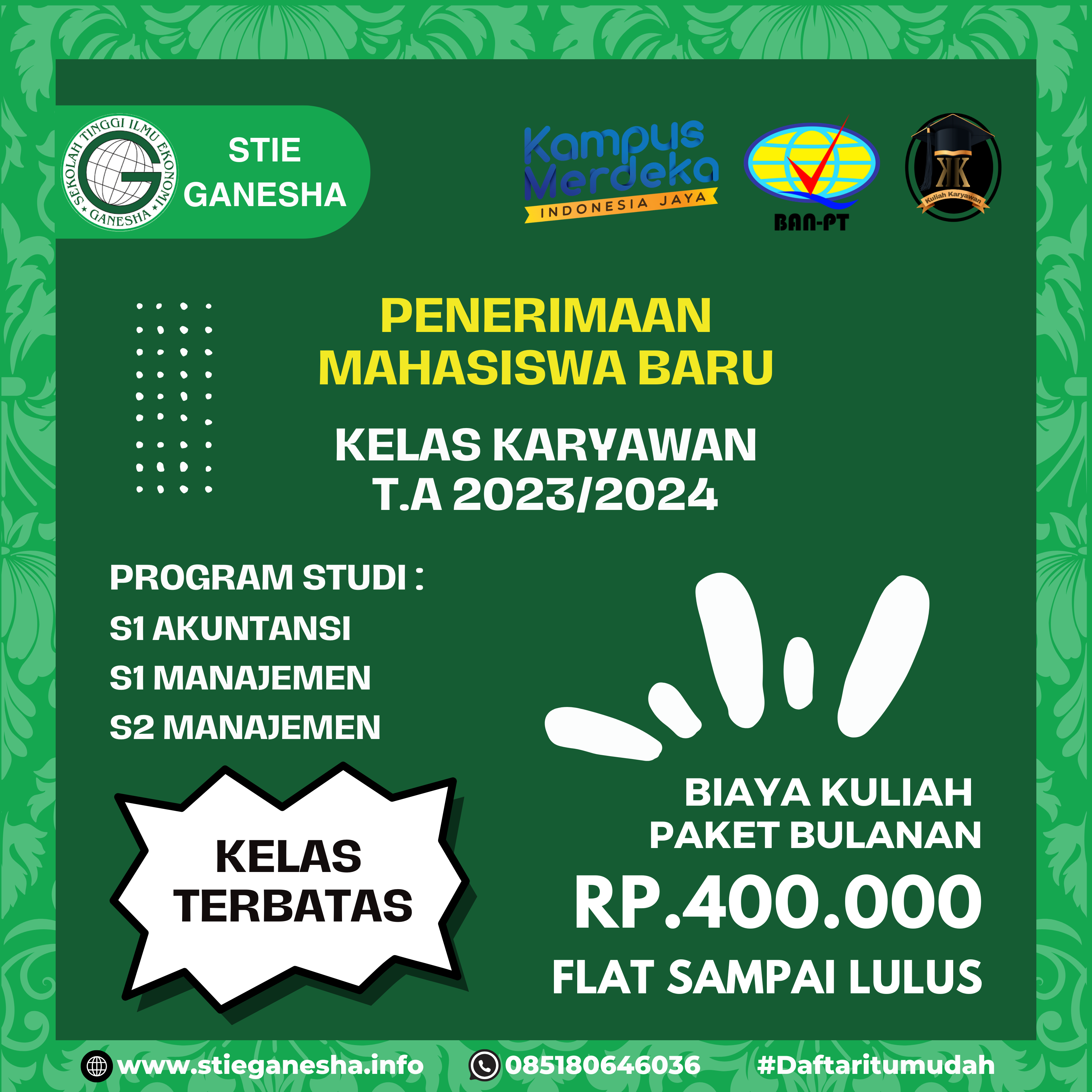 Biaya Kuliah Di STIE Ganesha Terjangkau Untuk Kalian 