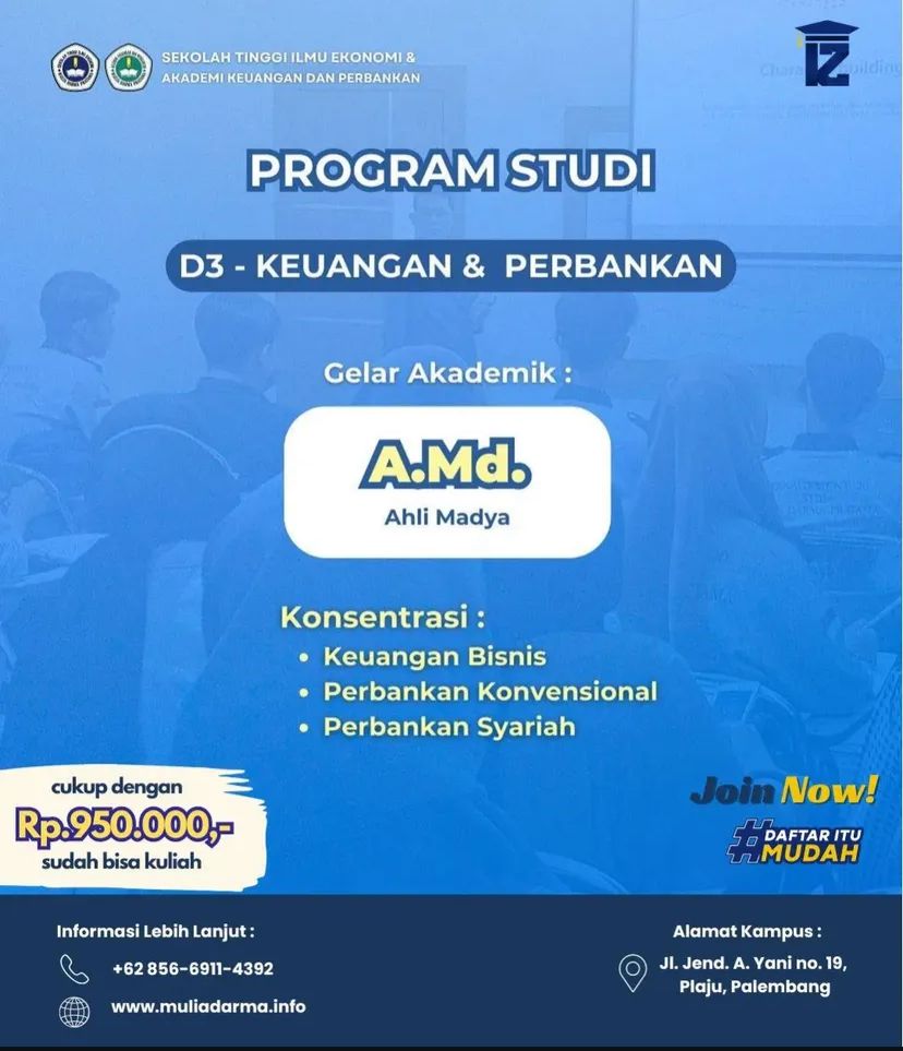 D3 Keuangan & Perbankan Kampus STIE-AKUBANK Mulia Darma Pratama Palembang