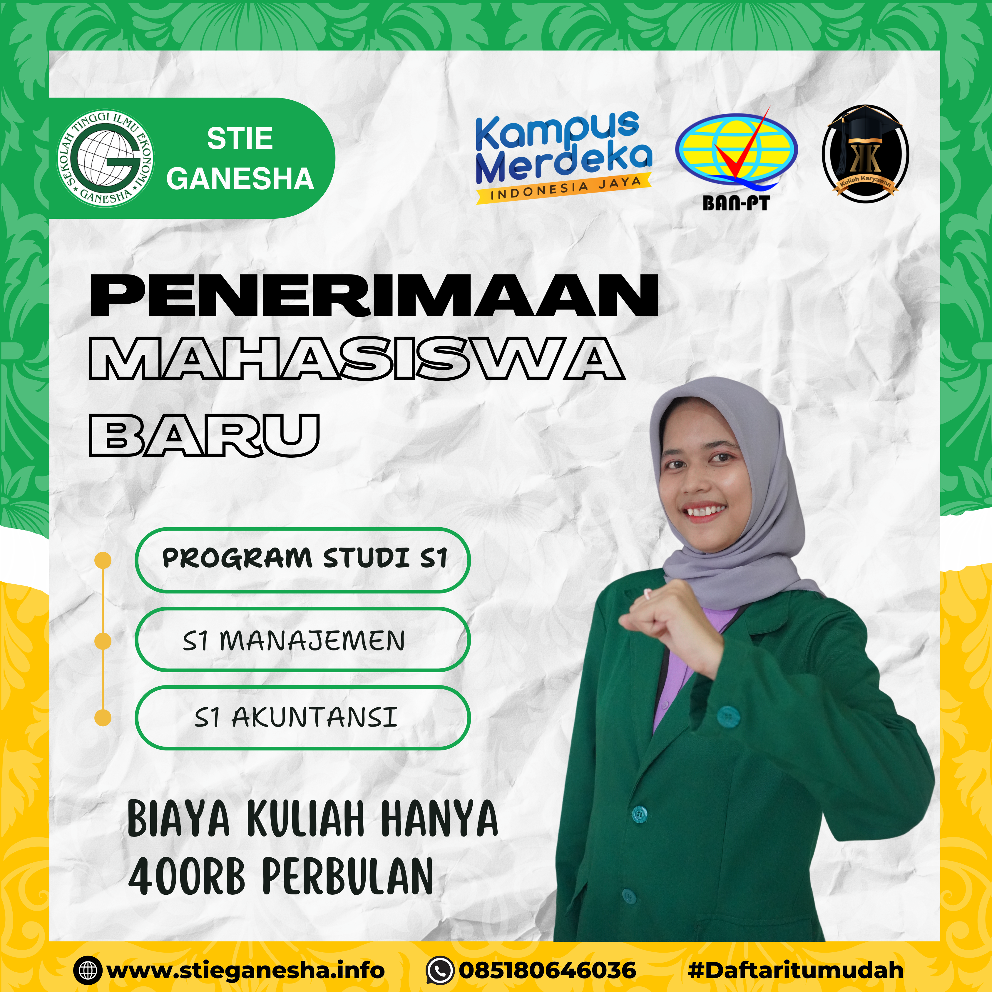 Penerimaan Mahasiswa Baru S1 di Kampus K2 STIE Ganesha