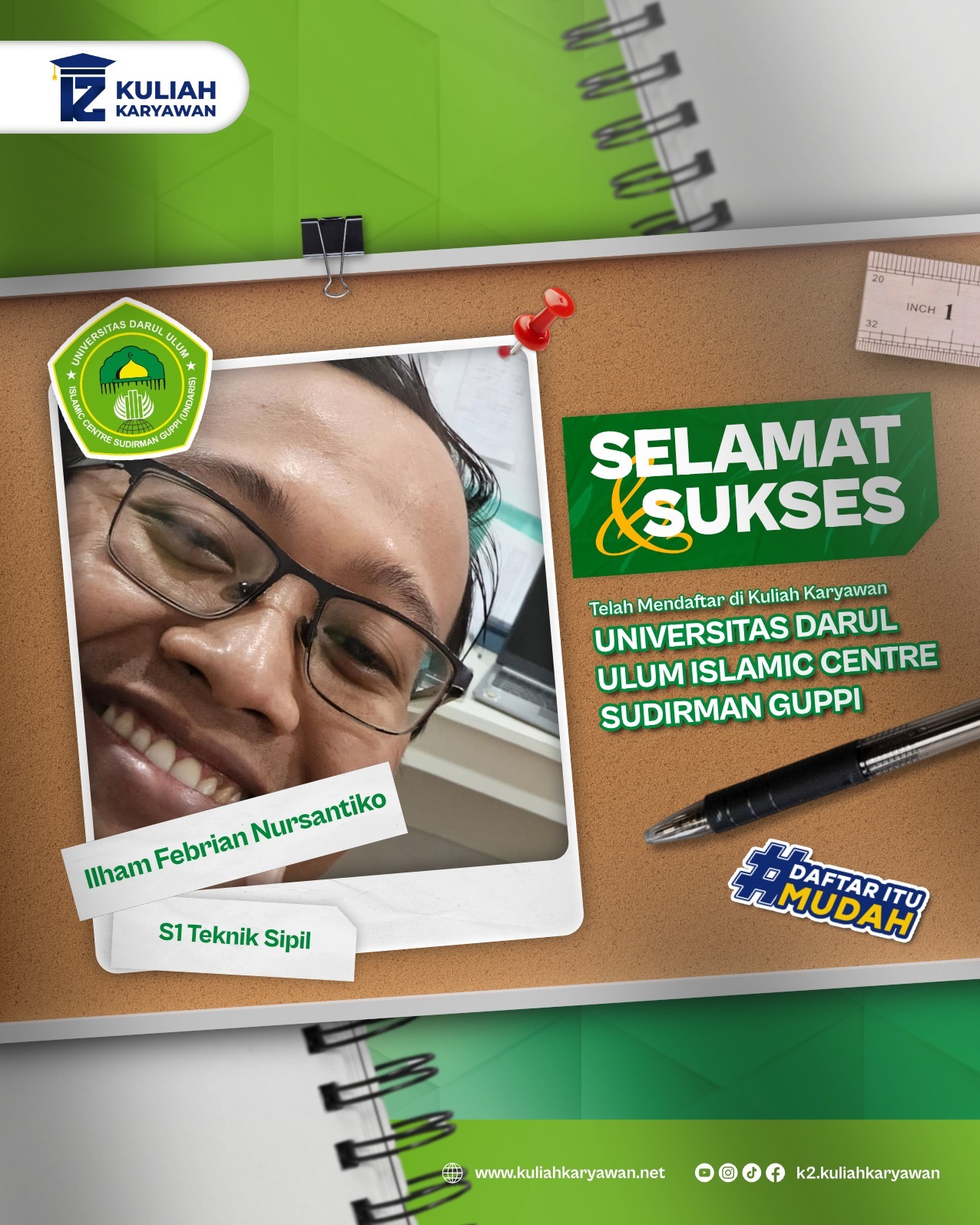 Selamat dan Sukses telah mendaftar di UNDARIS