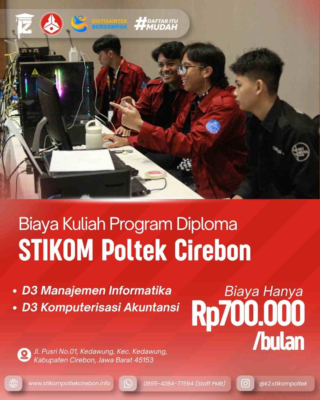 Biaya kuliah program Diploma STIKOM Poltek Cirebon