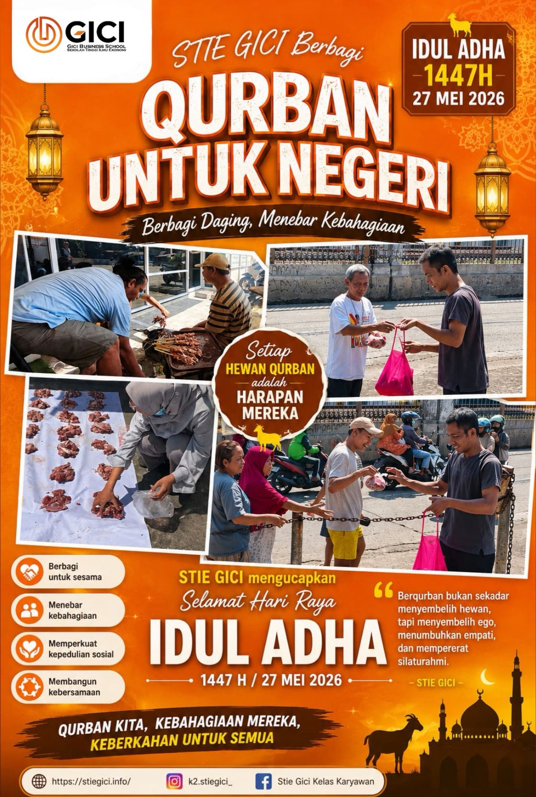 STIE GICI Berbagi Qurban di Hari Raya Idul Adha 1447 H