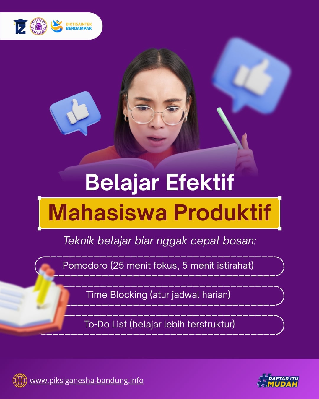 Belajar Efektif untuk Mahasiswa dengan Teknik Produktif agar Tidak Cepat Bosan