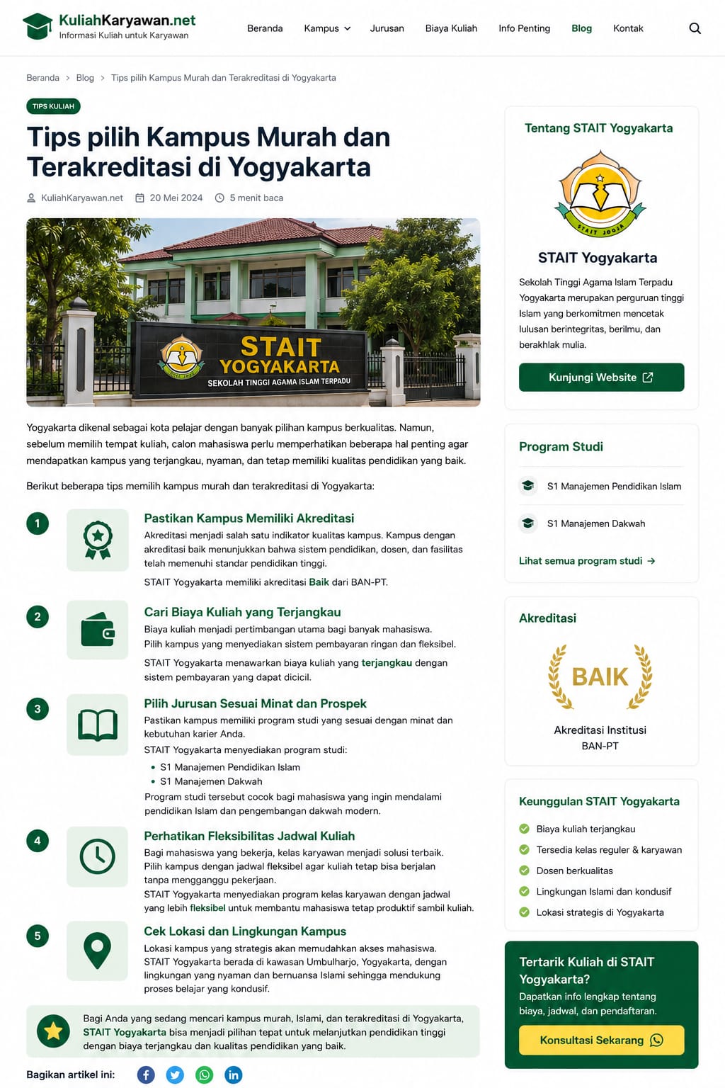 Cara Pilih Kampus Murah & Terakreditasi di Yogyakarta