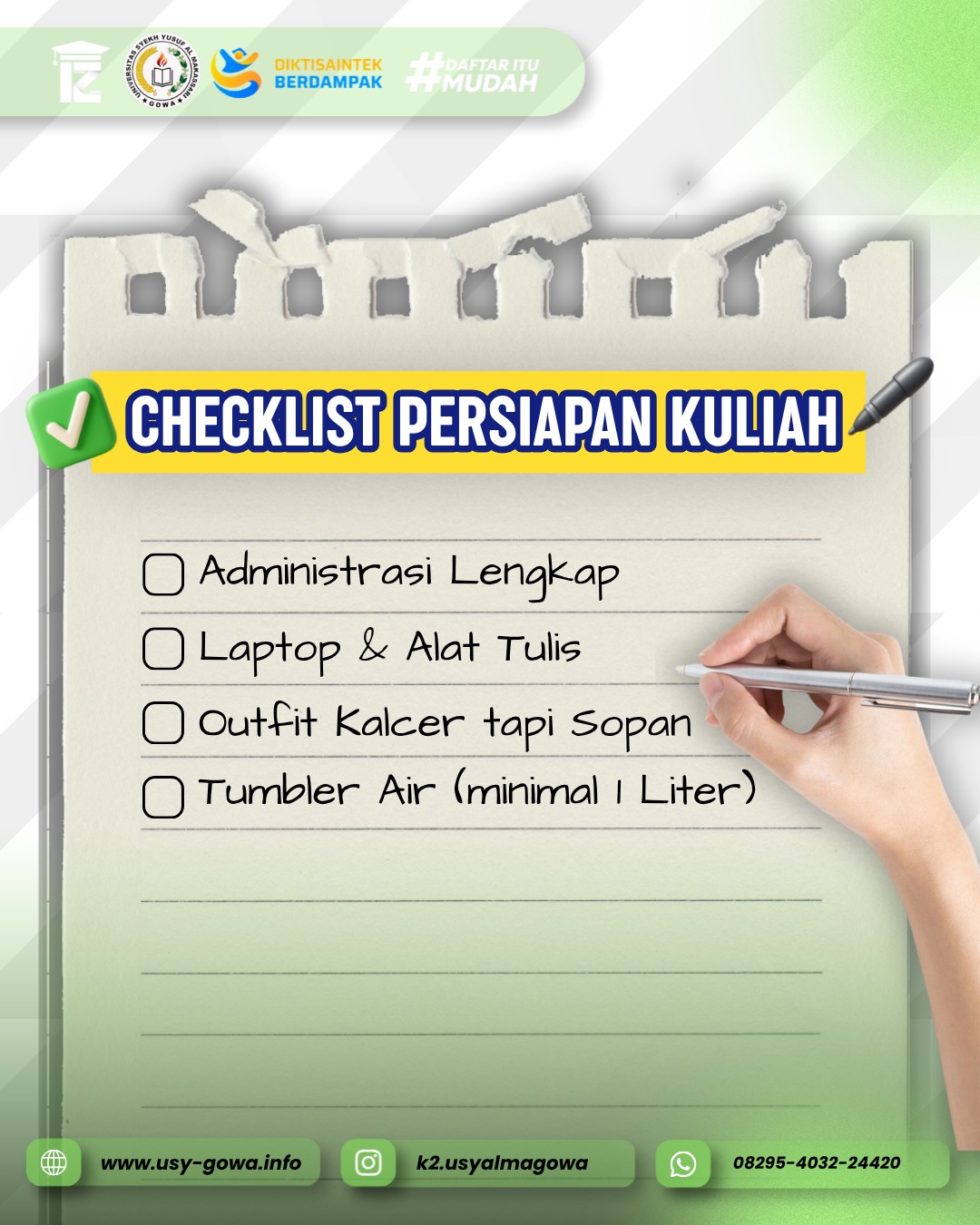 Persiapan Mahasiswa Baru Universitas Syekh Yusuf Al Makassari Gowa