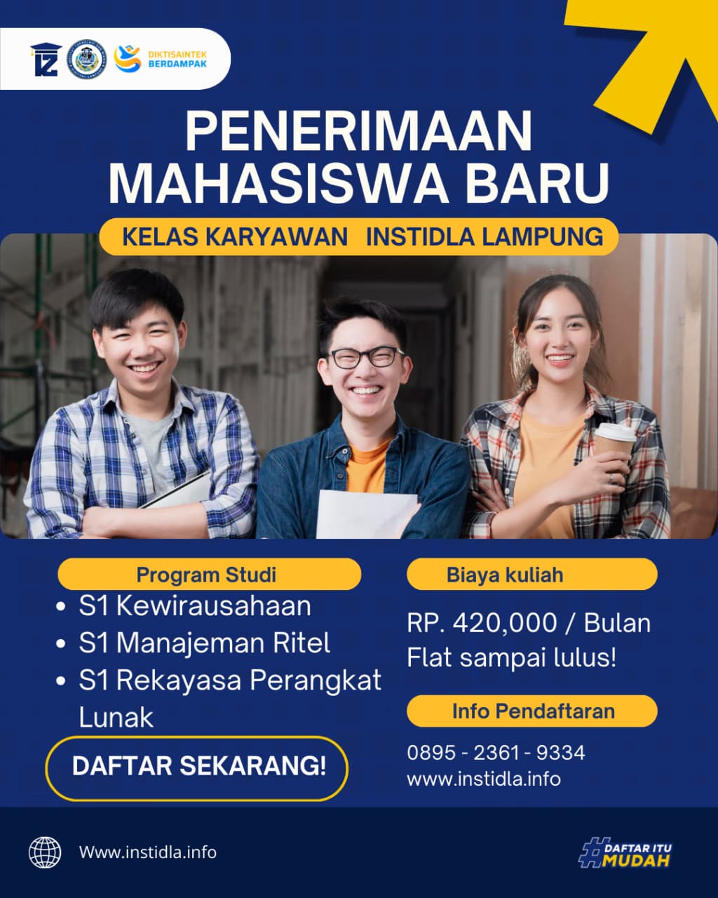 Penerimaan Mahasiswa Baru Kuliah Kelas Karyawan INSTIDLA LAMPUNG