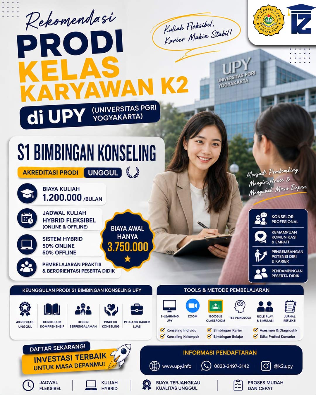 Biaya Kuliah Kelas Karyawan S1 Bimbingan Konseling UPY Akreditasi Unggul Jadwal Hybrid