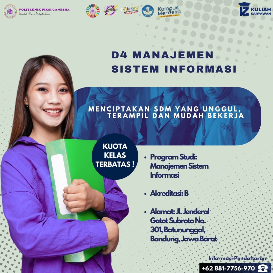Pendaftaran D4 Manajemen Sistem Informasi Politeknik Piksi Ganesha  Kelas Karyawan