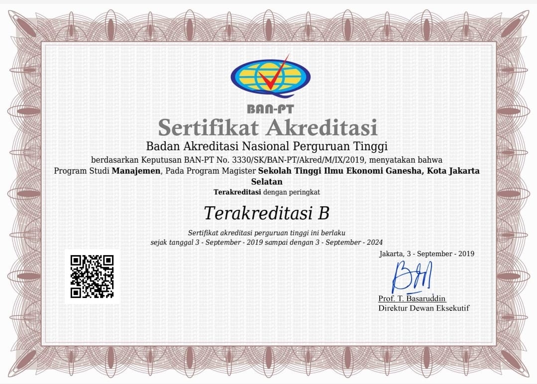 Akreditasi Program Studi S2 Manajemen STIE Ganesha 
