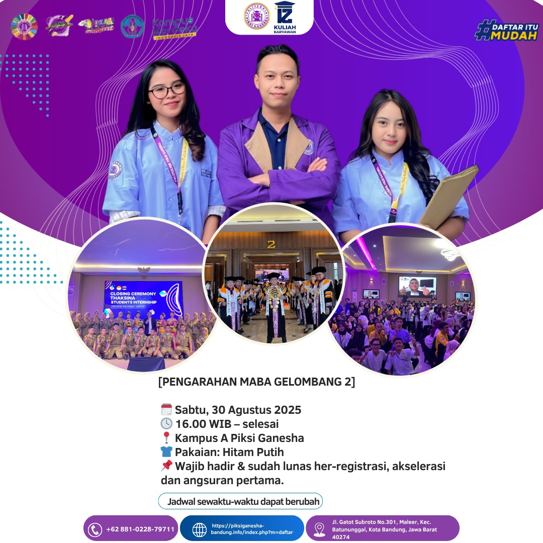 Pengarahan Mahasiswa Baru Politeknik Piksi Ganesha Bandung Gelombang 2