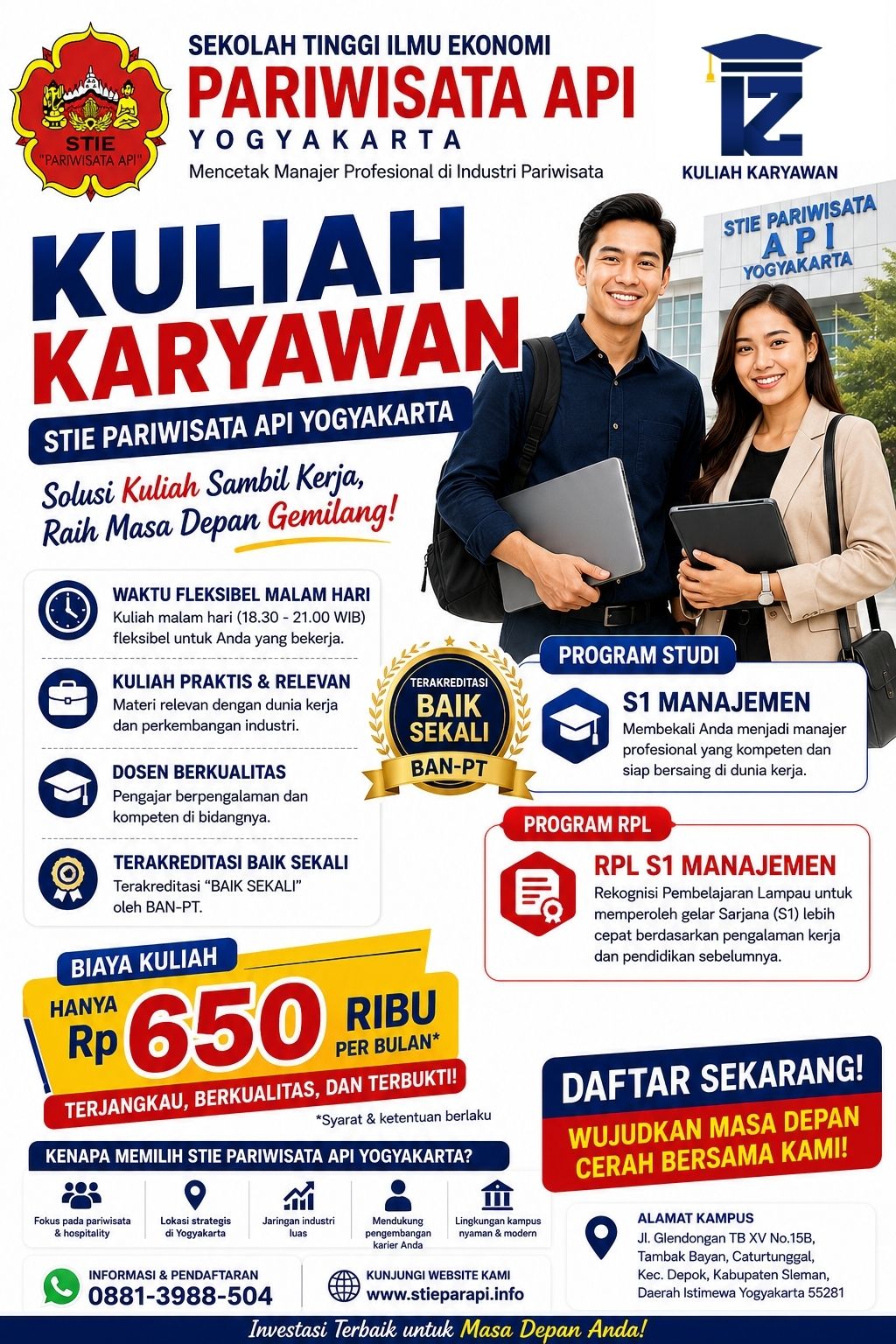 Kuliah Fleksibel untuk Pekerja dengan Kuliah Karyawan K2 STIE Pariwisata API Yogyakarta