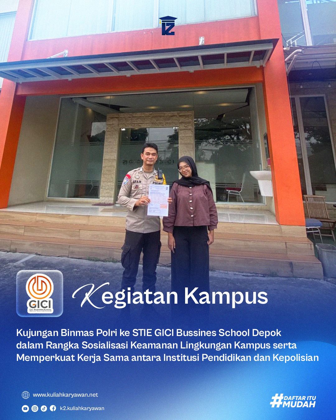 Wujudkan Lingkungan Belajar yang Aman, STIE GICI Business School Sambut Kunjungan Binmas Polri