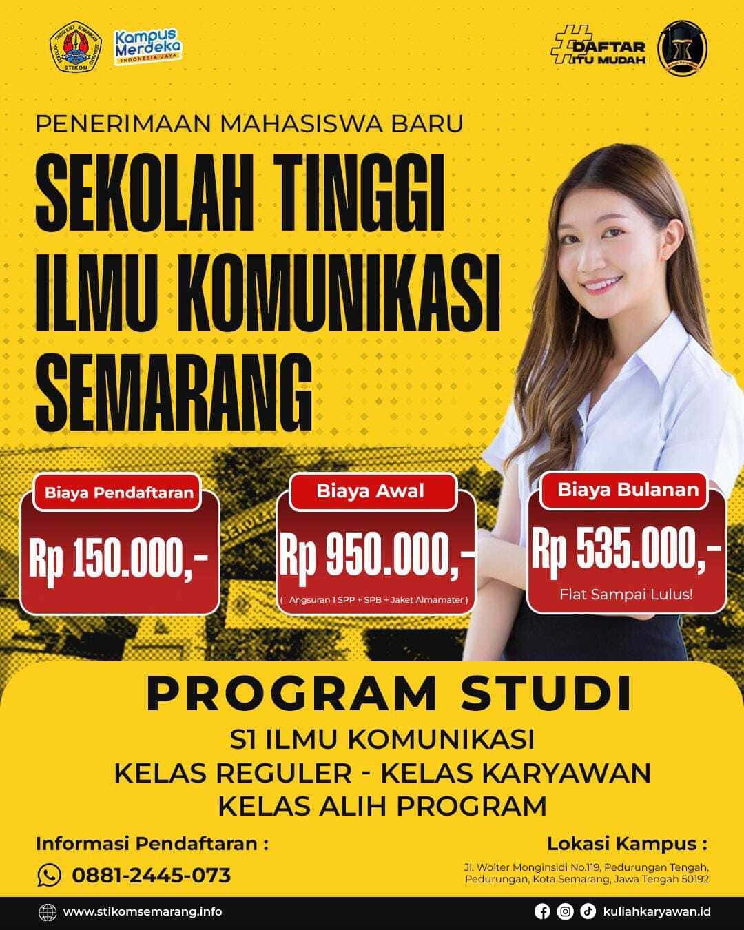 Kuliah kelas karyawan full online S1 Ilmu komunikasi Kampus STIKOM Semarang 