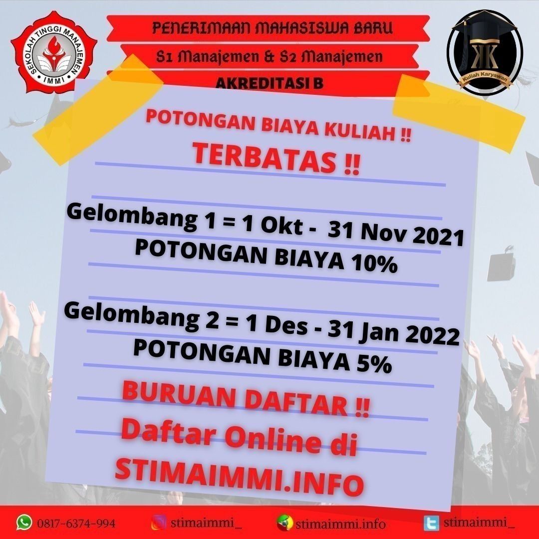 Pendafataran Tahun Ajaran 2022 Kampus STIMA IMMI