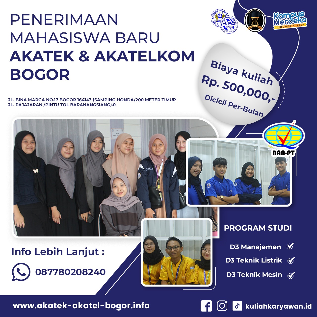 kampus di Bogor dengan jam kelas fleksibel dan bisa online Akatek dan Akatel Bogor