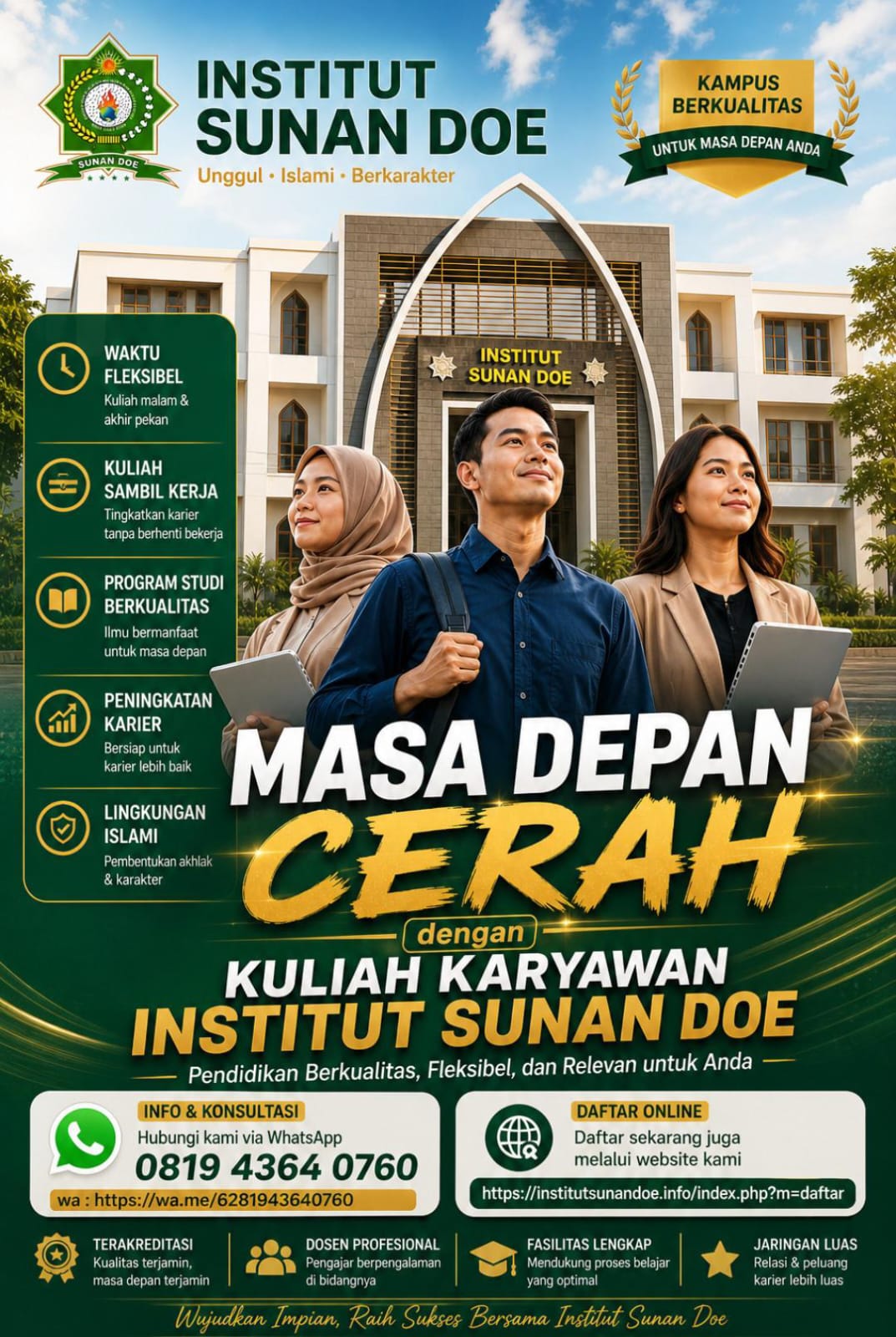 Kuliah dengan Jadwal Fleksibel Tanpa Ganggu Kerjaan di Kampus Institut Sunan Doe