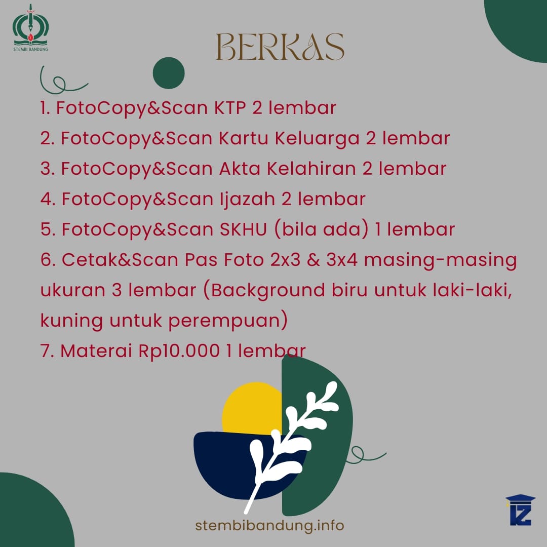 Berkas Pendaftaran S1 Ekonomi Syariah di STEMBI Bandung