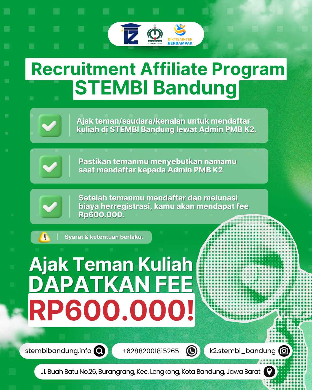 Ajak Teman Kuliah Dapat Fee Rp600.000 Yuk Gabung Program Affiliate STEMBI Bandung