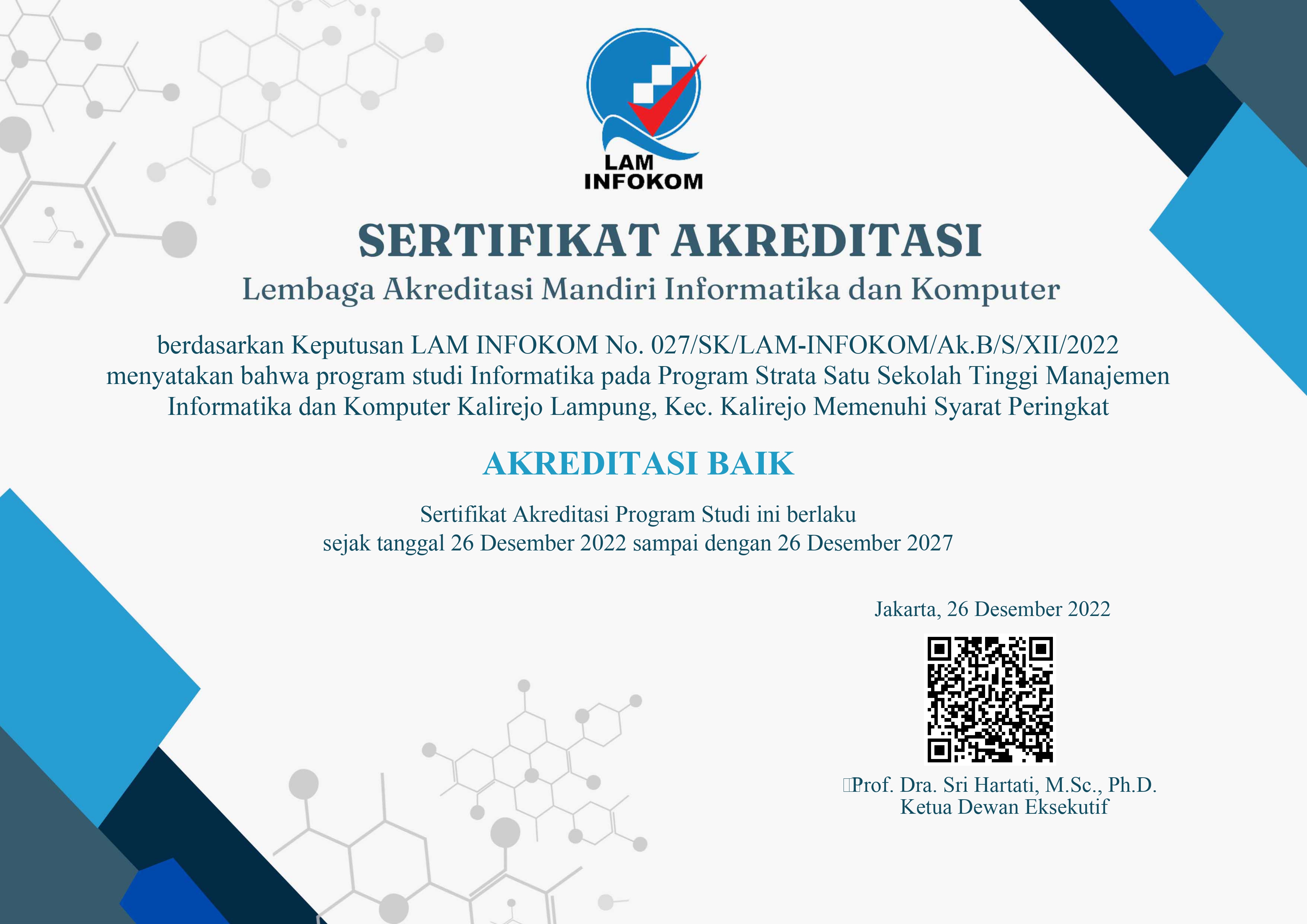 Program Studi S1 Informatika Kampus STMIK Kalirejo Terakreditasi Baik ...