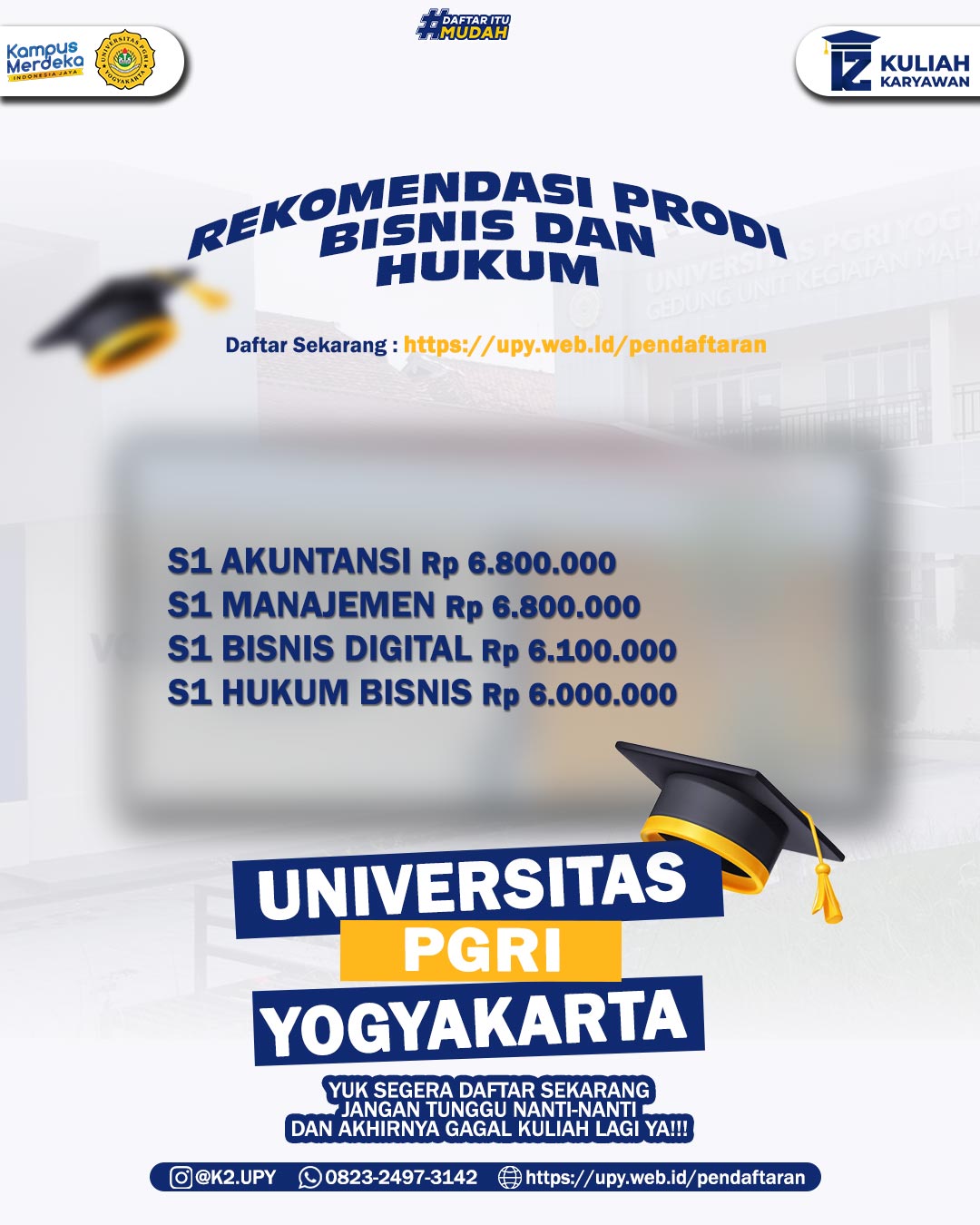 Rekomendasi Prodi di Fakultas Bisnis dan Hukum Kelas Karyawan Universitas PGRI Yogyakarta