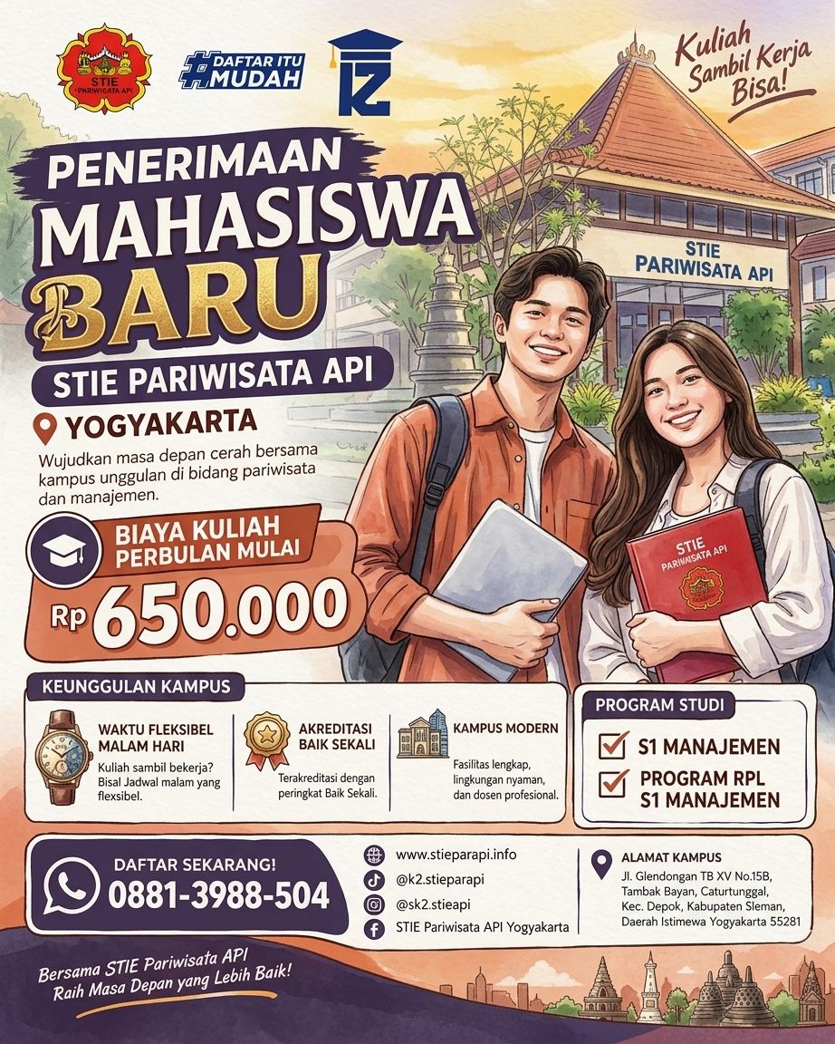 Mencari Kuliah Karyawan K2 Konsentrasi Pariwisata di STIE Pariwisata API Yogyakarta