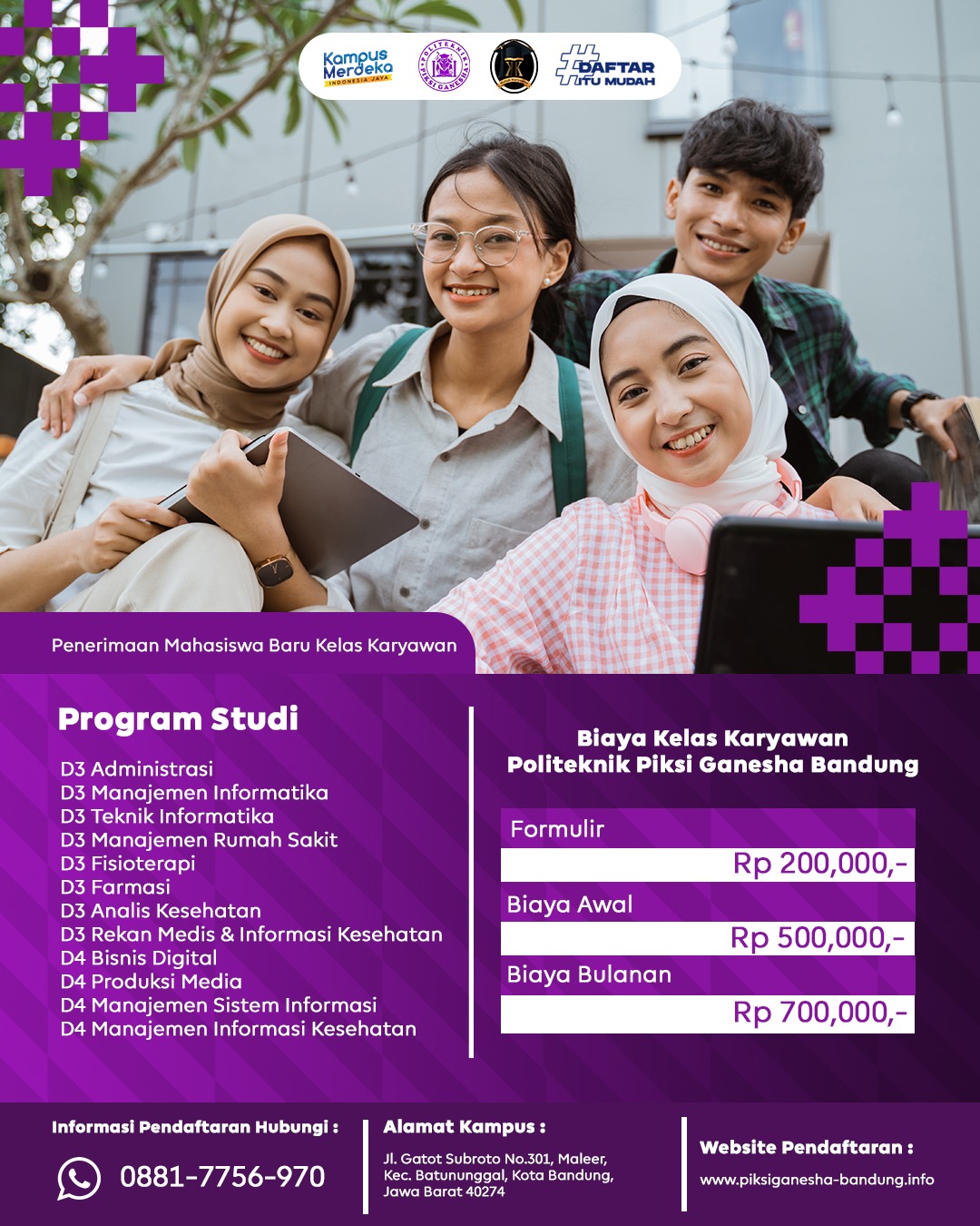 Daftar itu mudah di kampus politeknik piksi Ganesha Bandung 