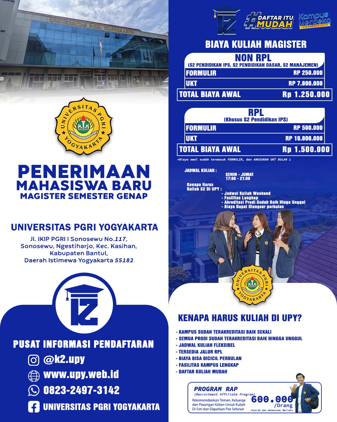 Pendaftaran S2 Semester Genap UPY Maret 2026