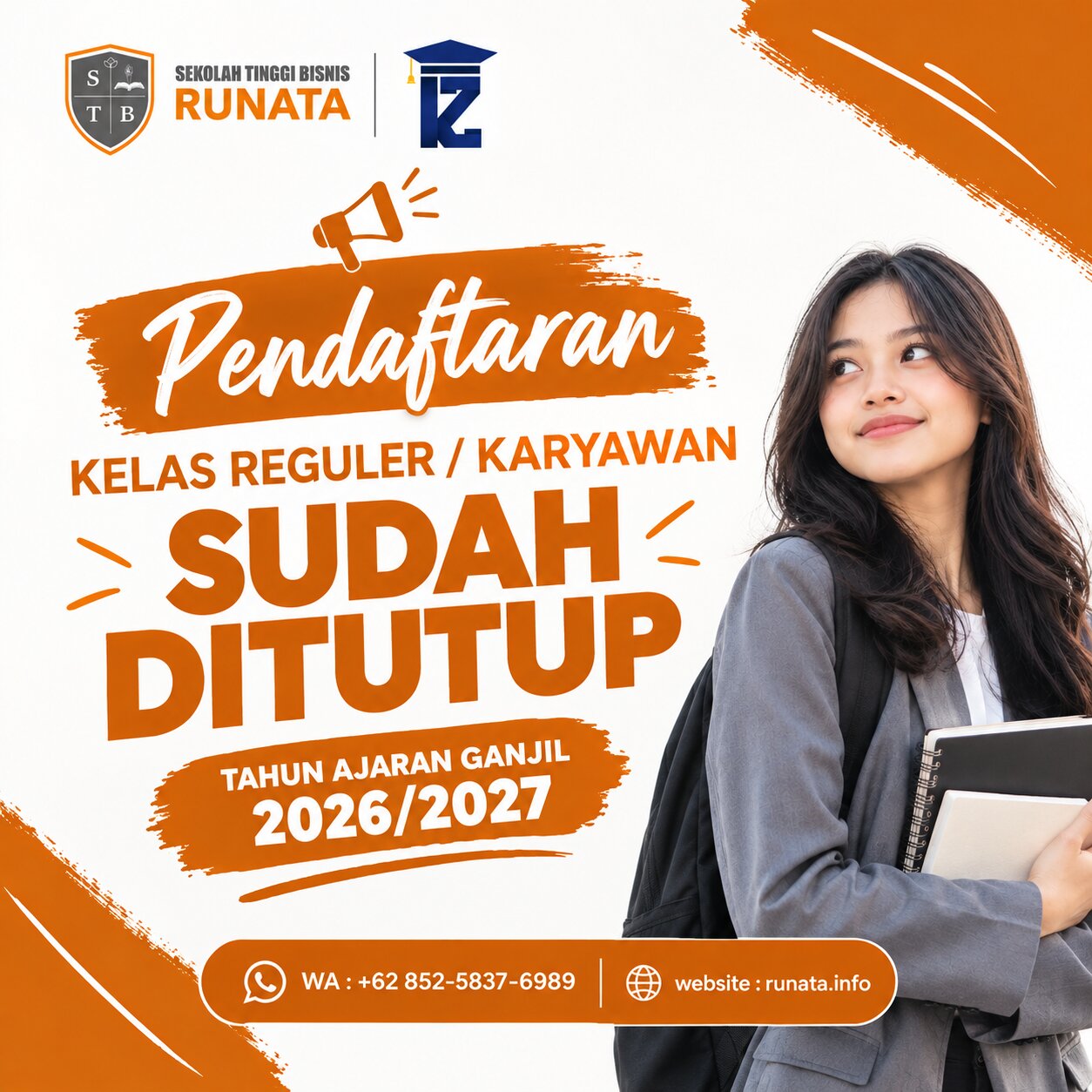 Pendaftaran Kelas Karyawan TA 2026/2027 STB Runata di Tutup