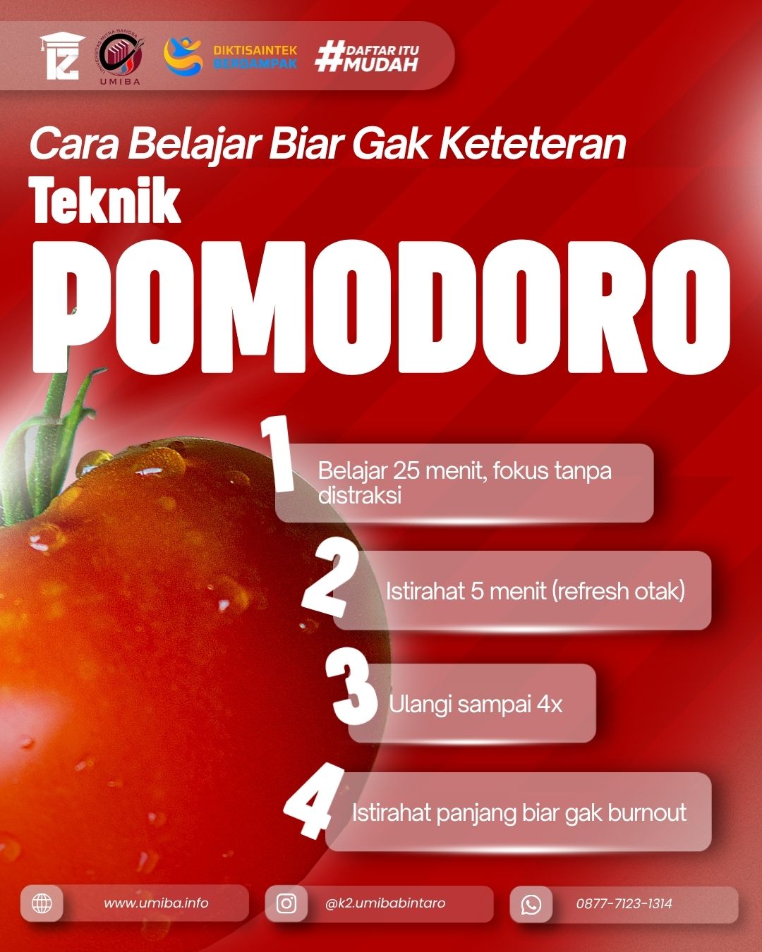 Pelajari Teknik Pomodoro Versi Umiba Bintaro Cara Belajar Efektif Agar Tetap Fokus Dan Tidak Keteter