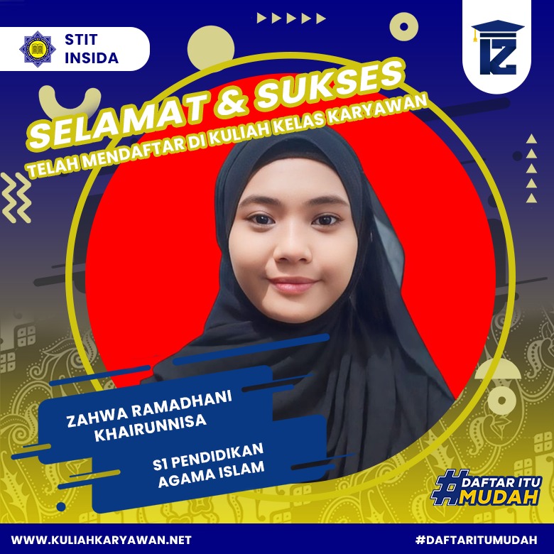 Hallo Zahwa Ramadhani Selamat Bergabung bersama STIT INSIDA 