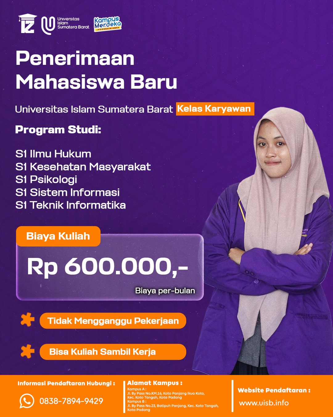 Pendaftaran Mahasiswa Baru Kelas Karyawan Universitas Islam Sumatera Barat UISB Padang