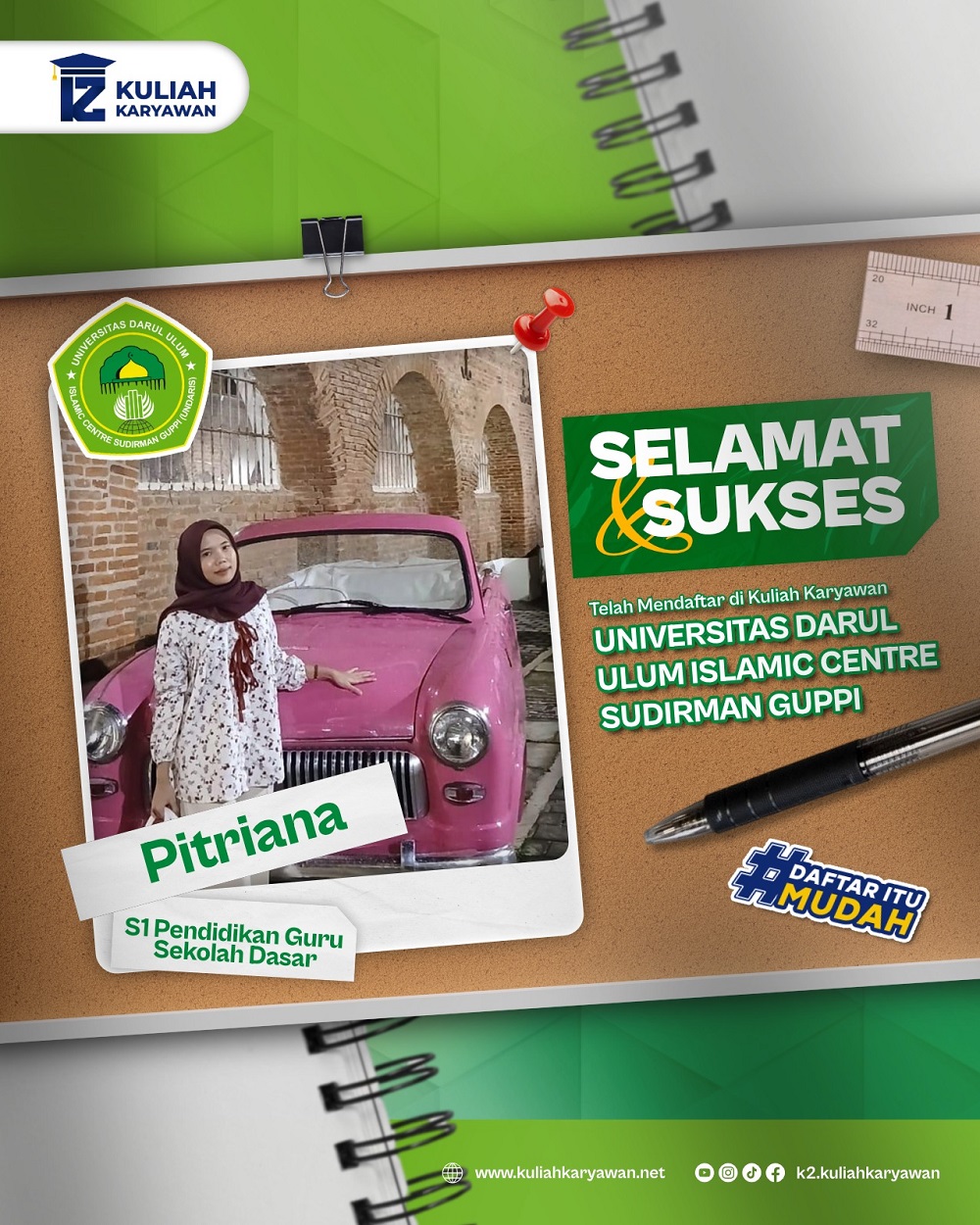 Selamat dan Sukses telah mandaftar di UNDARIS