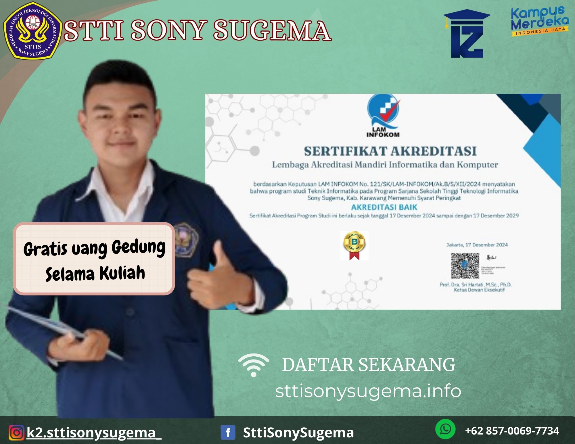 Cara daftar kuliah di Sekolah Tinggi Teknologi Informatika Sony Sugema