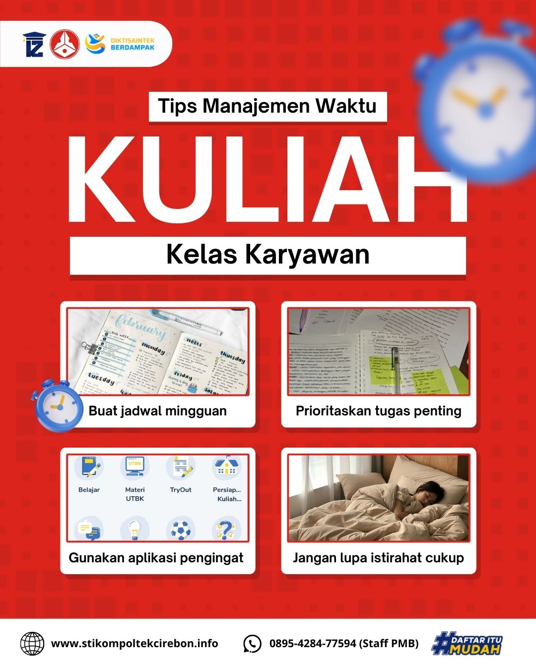 Tips Manajemen waktu kuliah kelas karyawan di STIKOM Poltek Cirebon