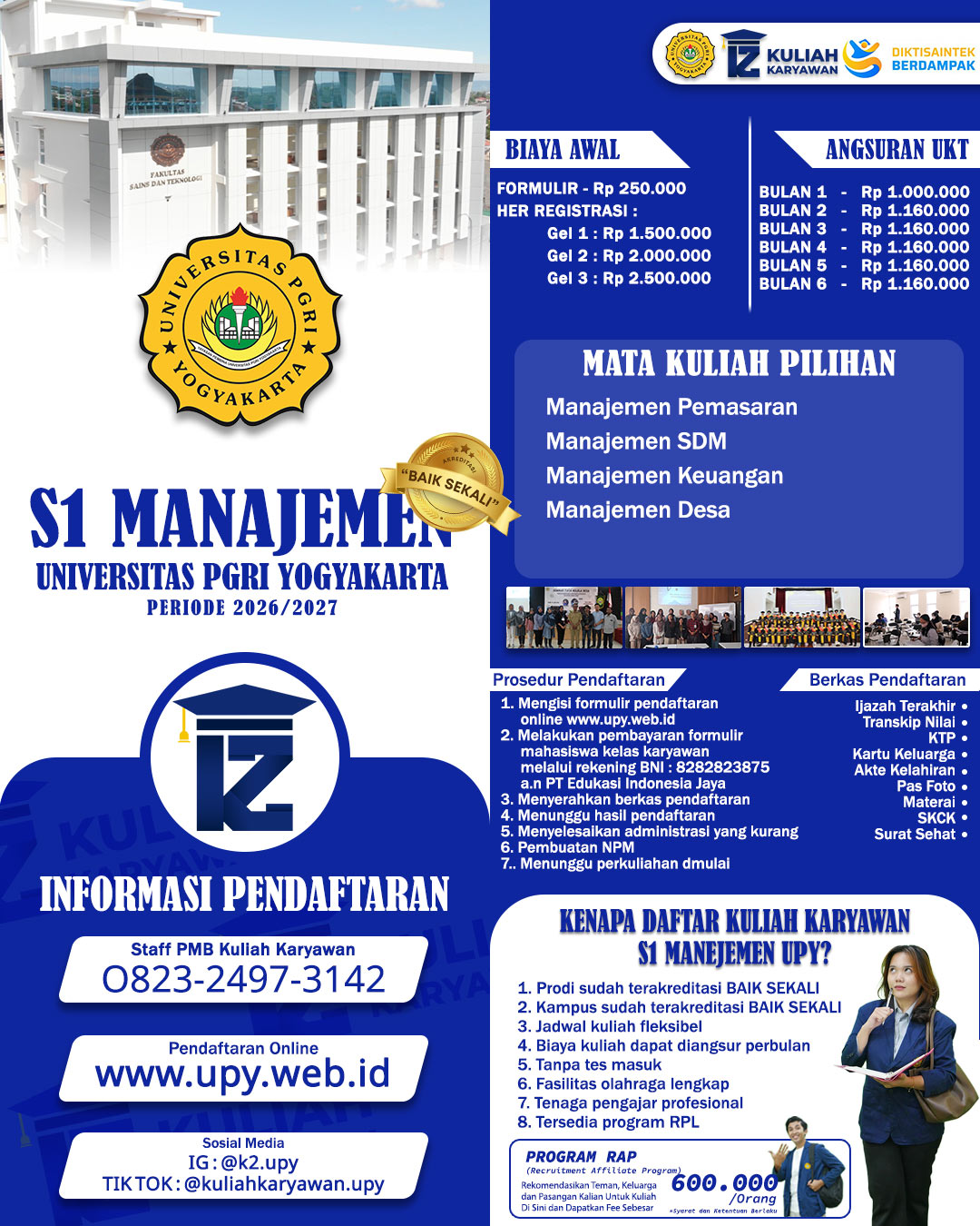 Biaya Kuliah Fakultas Bisnis dan Hukum Universitas PGRI Yogyakarta Pilihan Program Studi Berkualitas