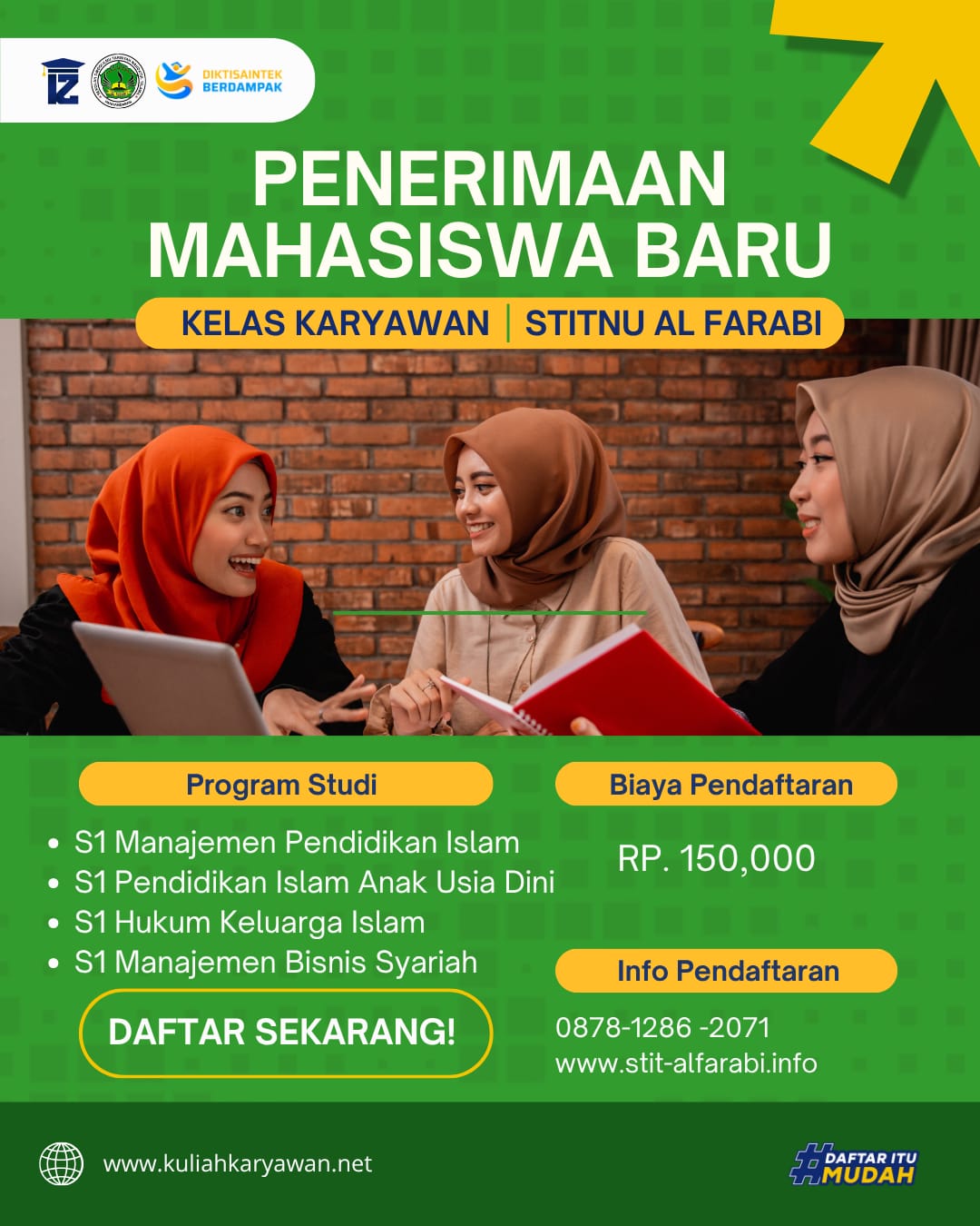 Informasi Pendaftaran Kelas Karyawan Online Tahun Ajaran Ganjil 2026/2027 Kampus STITNU Al Farabi Pa