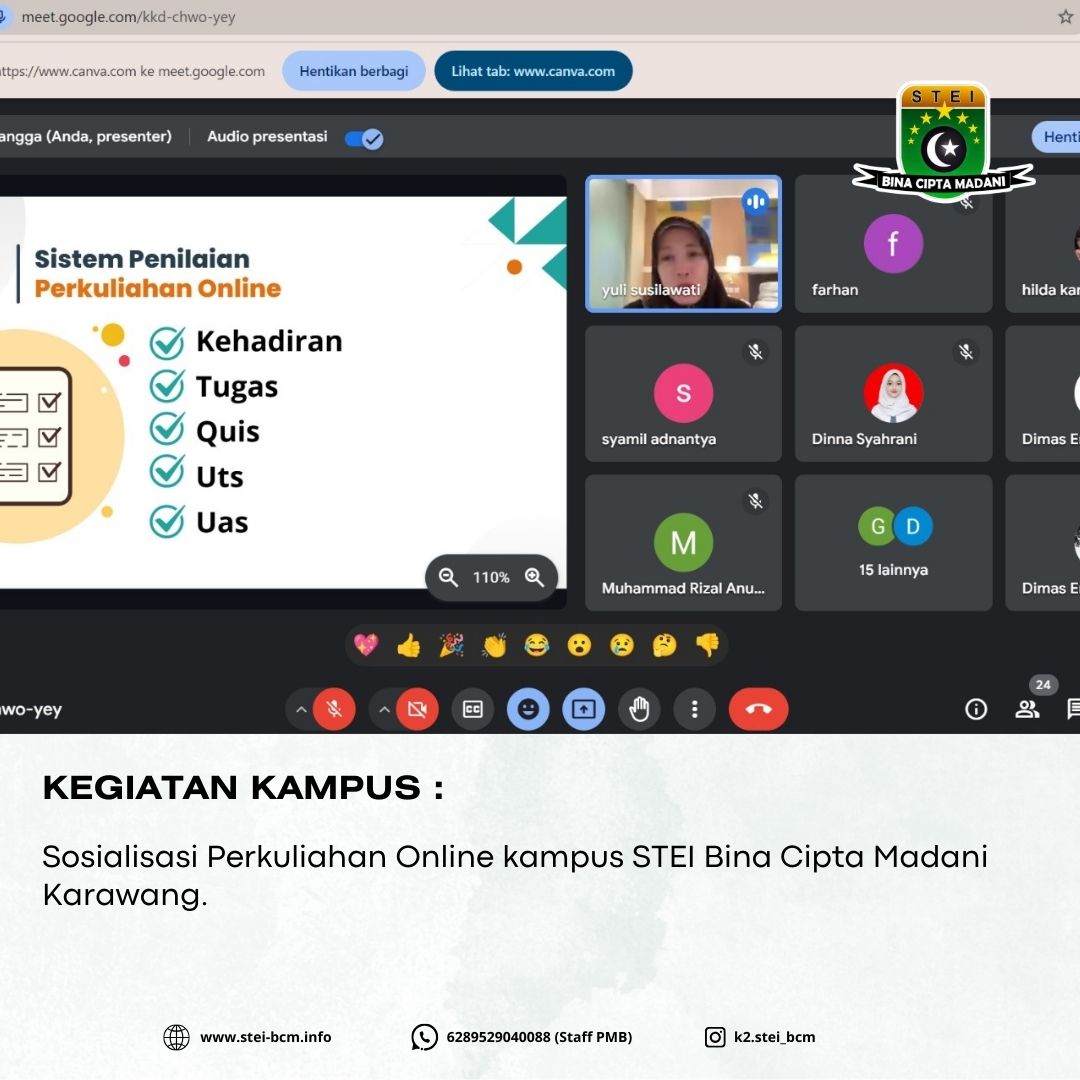 Kelas Online kampus STEI Bina Cipta Madani 