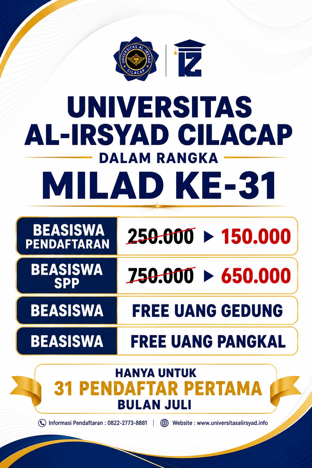 Beasiswa Kuliah Universitas Al Irsyad Cilacap 2026