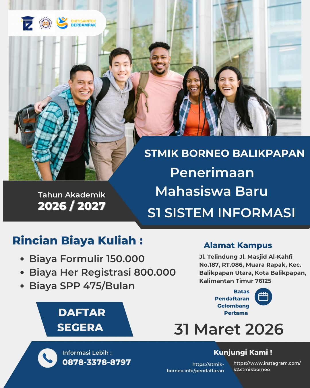 Kuliah Sambil Kerja S1 Sistem Informasi Kampus STMIK Borneo Balikpapan
